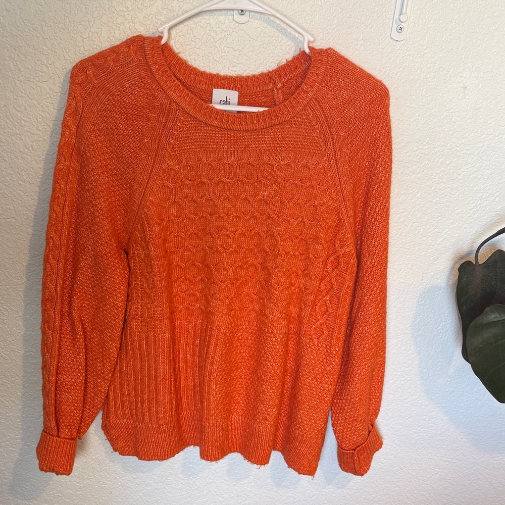 CAbi Vibrant Orange Crew Neck Sweater